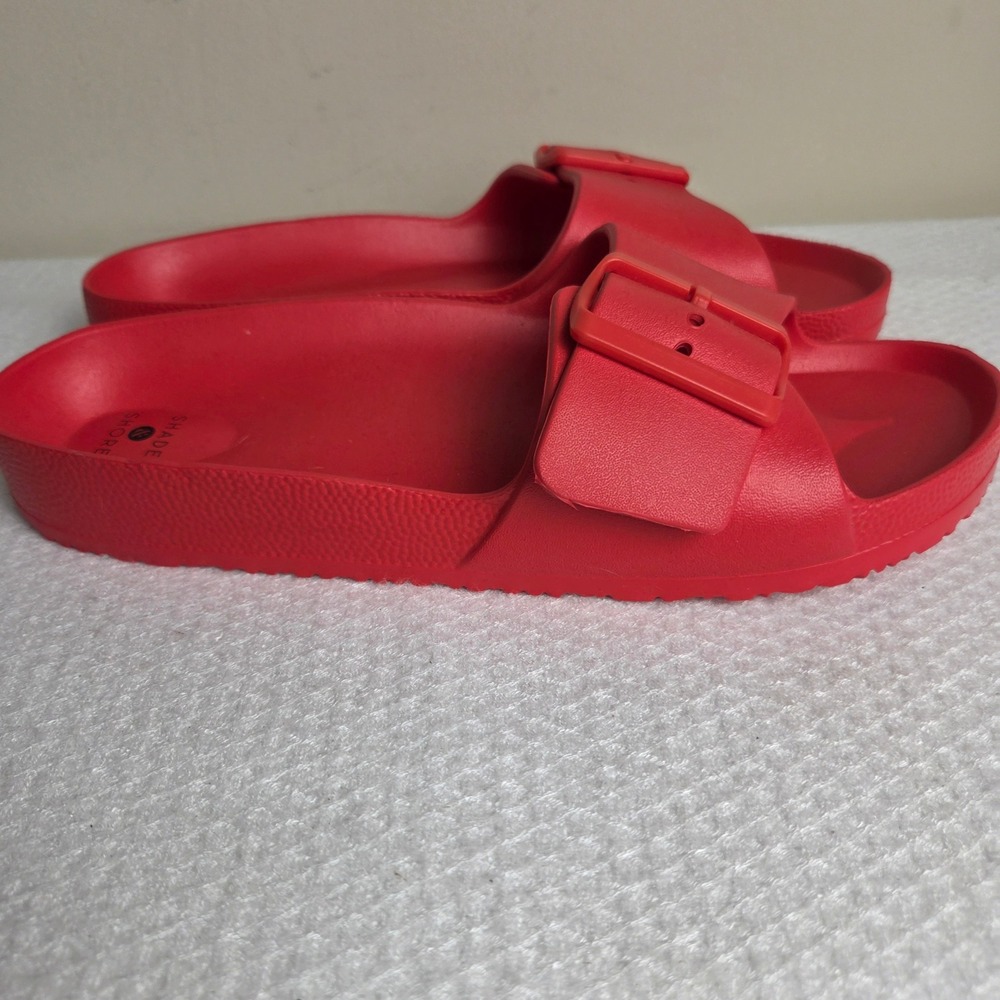 Shade & Shore Womens Red Neida EVA Single Buckle Slide Sandals Size 9